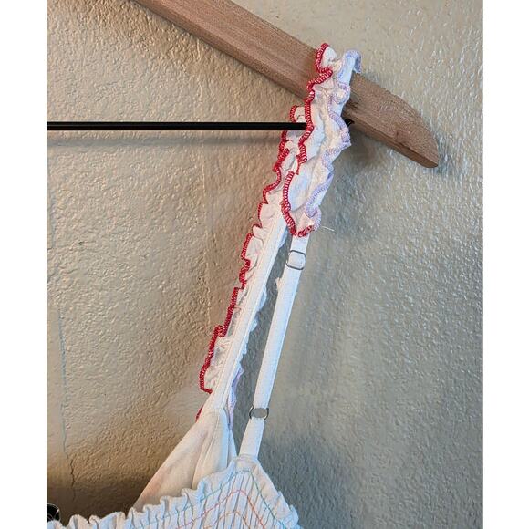 Storia Tahiti Twist Rainbow Trim Babydoll Dress Women's SZ Medium Festival - Picture 6 of 10